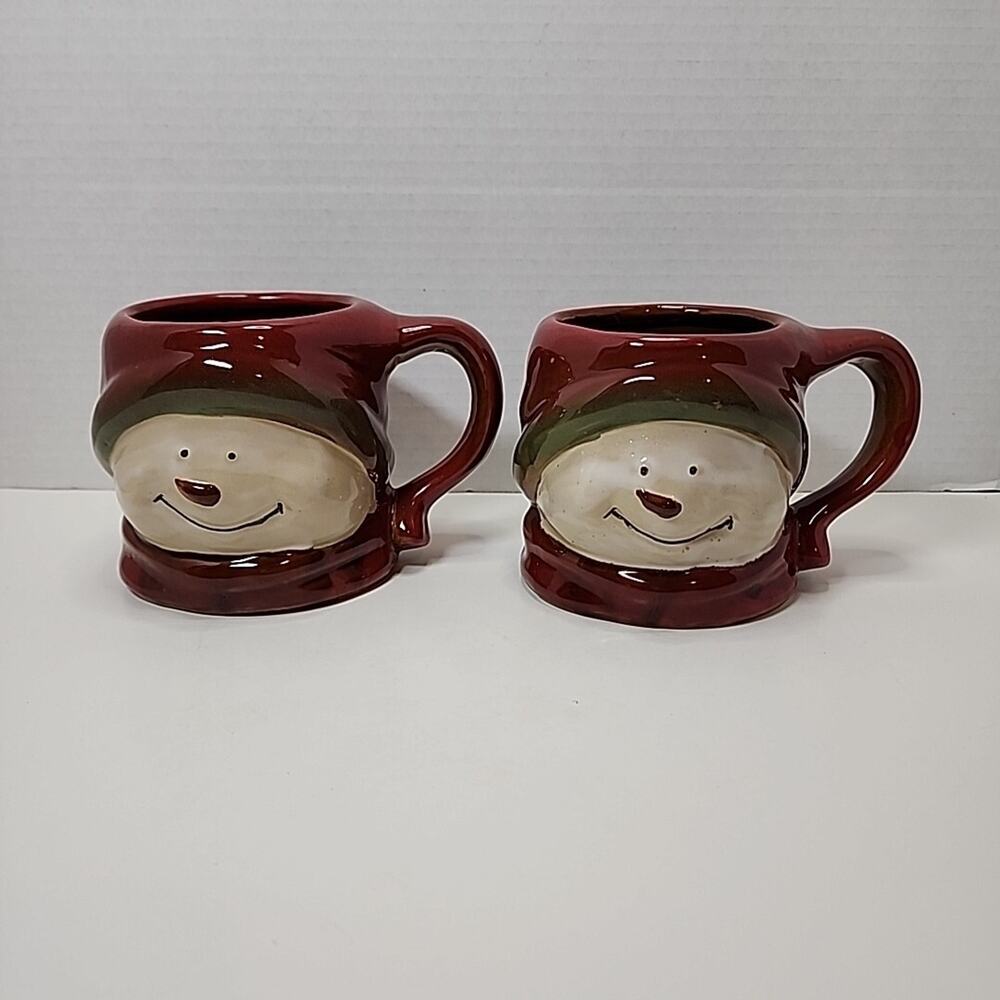Snowman Holiday Cocoa Mug Target 2010 Stoneware Ceramic 16 oz Coffee, Tea Qty 2